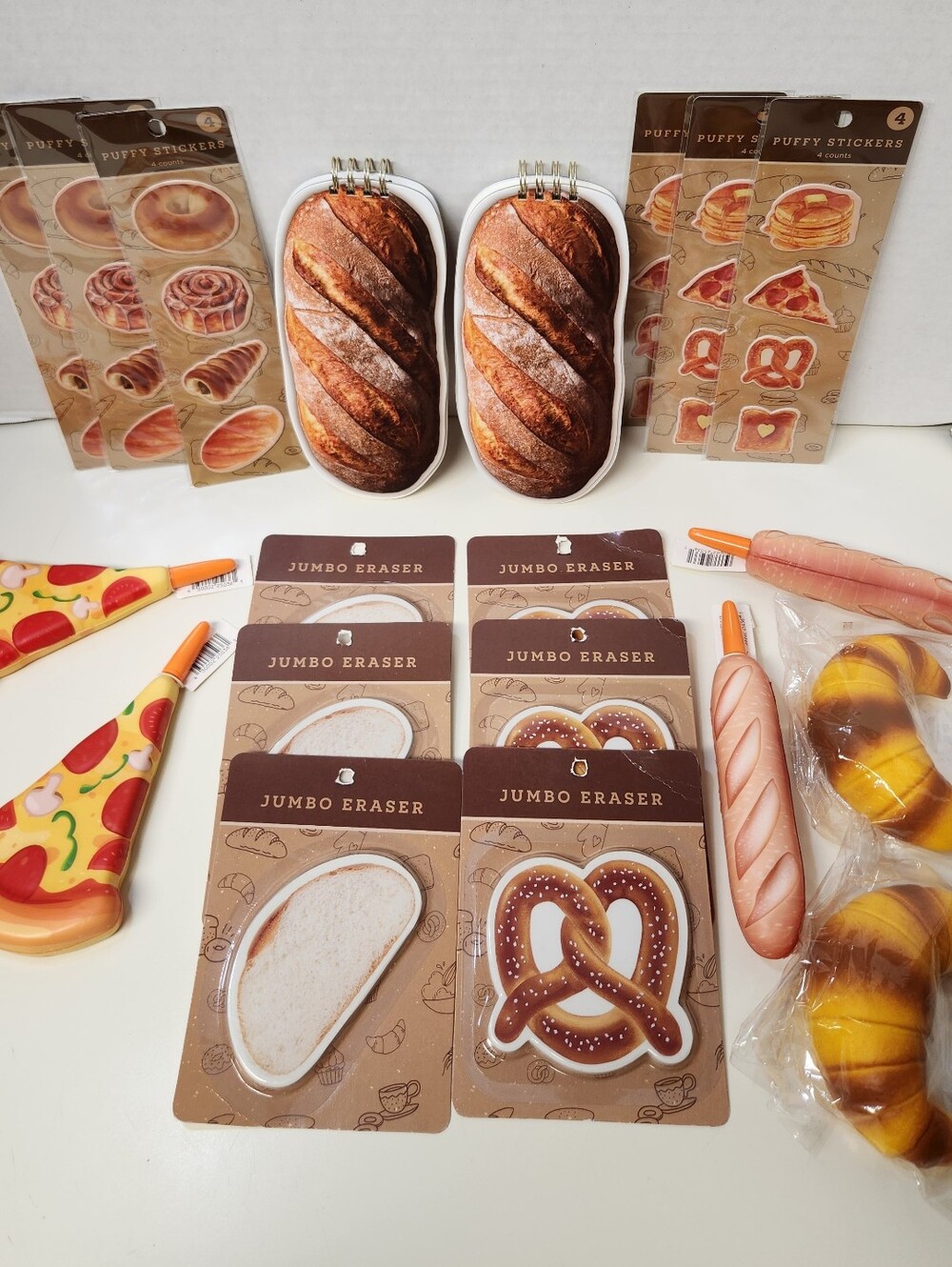 Lot of 20 Bakery Food Novelty Pens, Erasers,  Note Pads, & Stickers